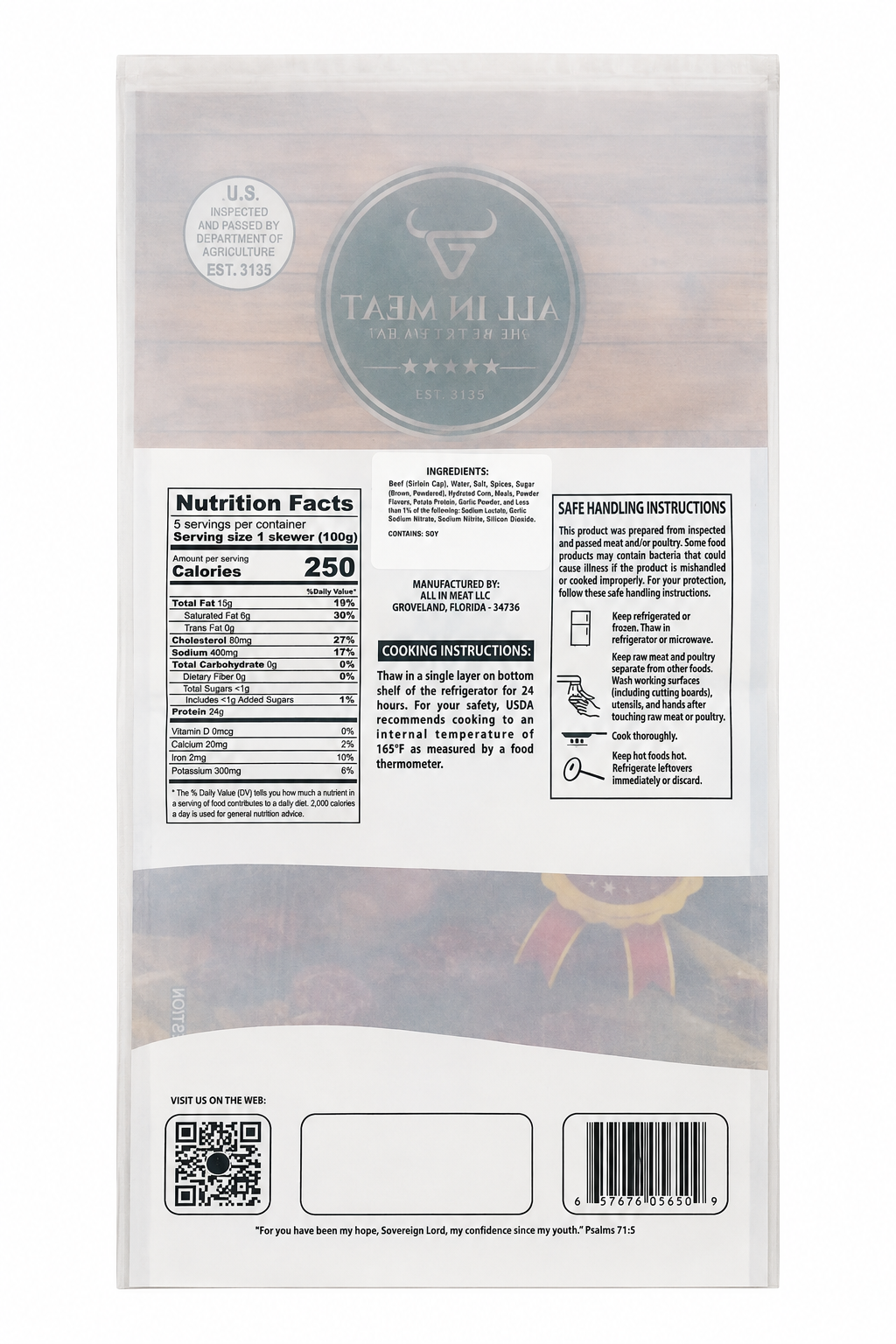 All In Meat Brazilian Top Sirloin Skewers – 5 Pack (1.1 lb)