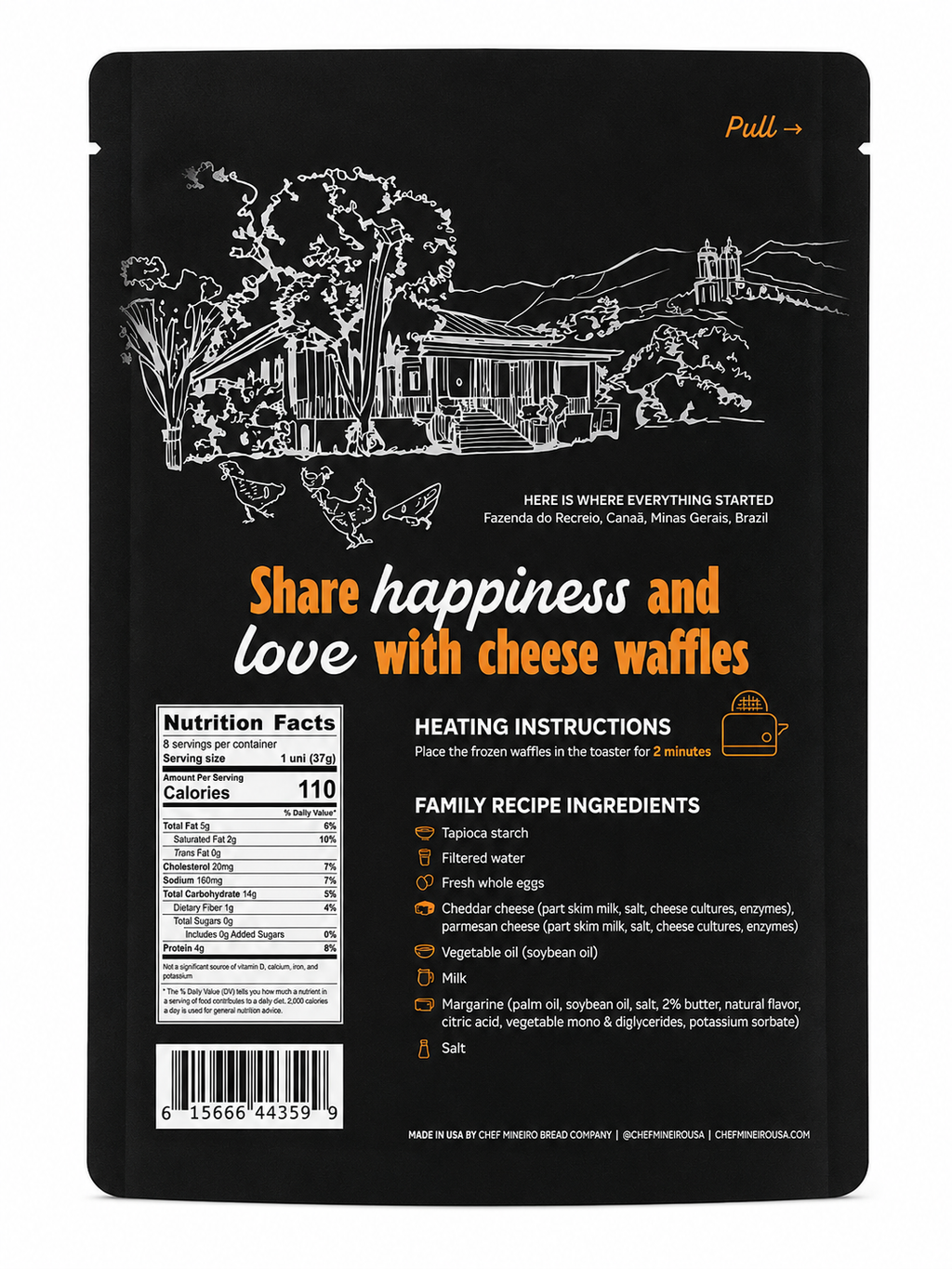 Chef Mineiro Cheese Waffles – frente da embalagem