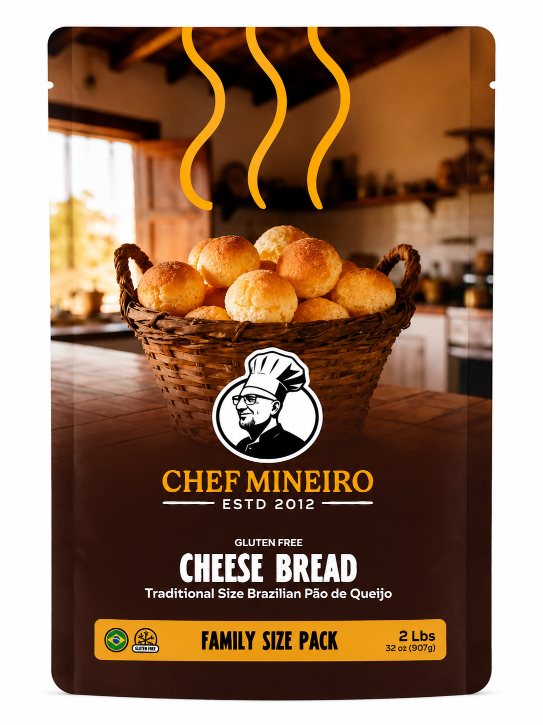 Chef Mineiro Cheese Bread Family Size 2 lbs – frente da embalagem
