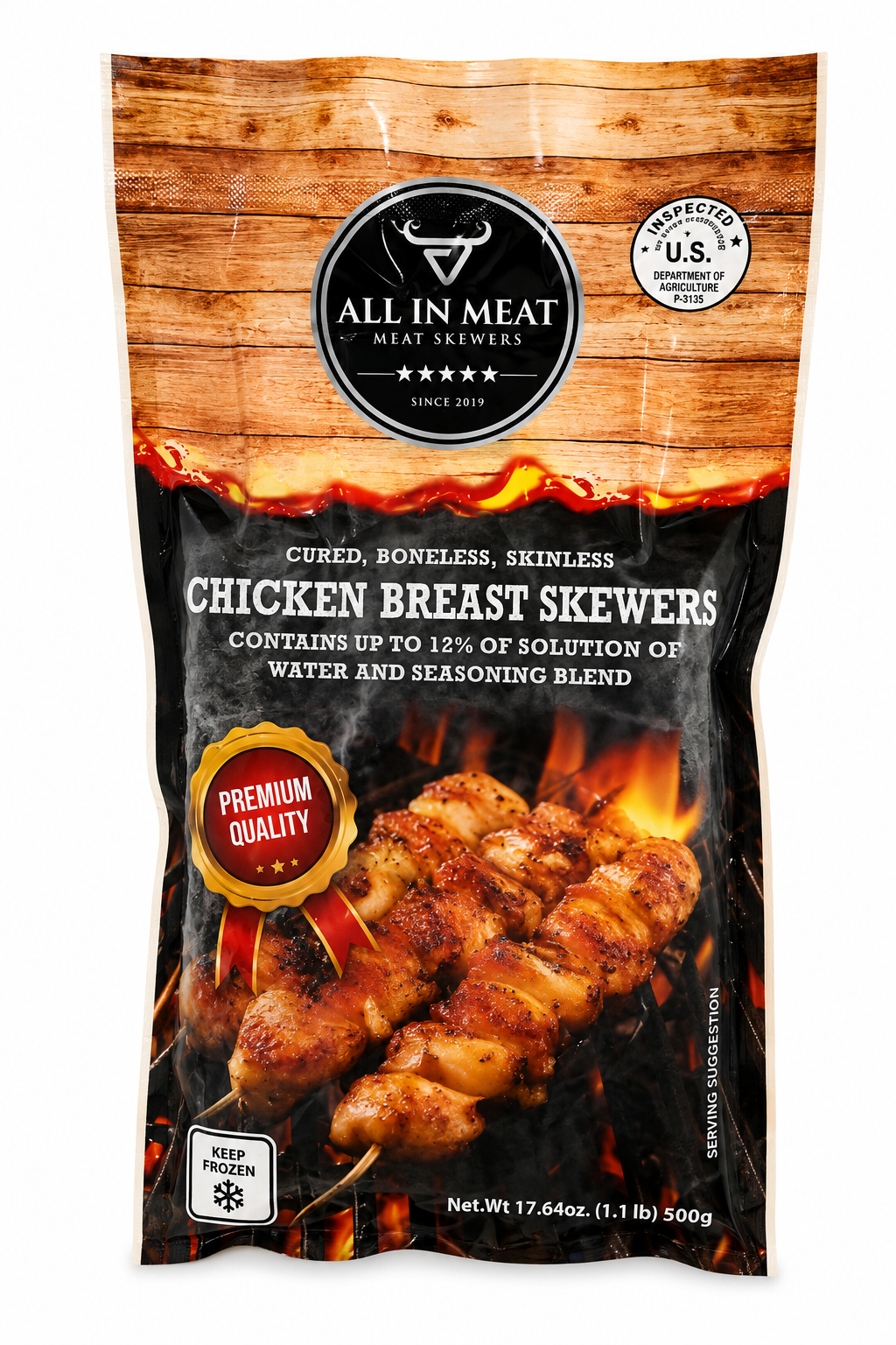 All In Meat Brazilian Chicken Skewers – 5 Pack (1.1 lb)
