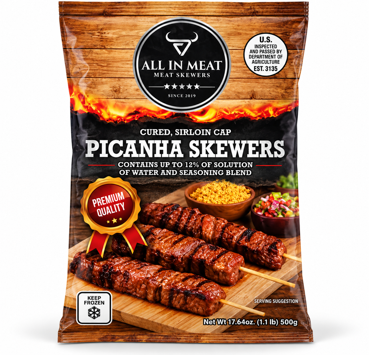 All In Meat Brazilian Picanha Skewers – 5 Pack (1.1 lb)