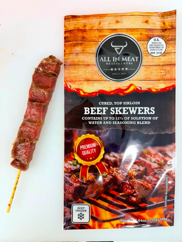 All In Meat Brazilian Top Sirloin Skewers – 5 Pack (1.1 lb)